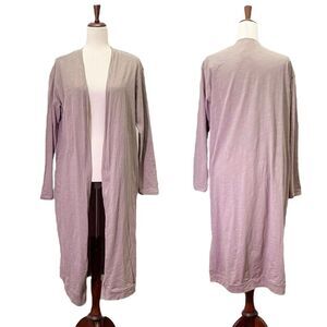 NWT Three Bird Nest Mocha Long Duster Cardigan Size Large 100% Cotton Open Front
